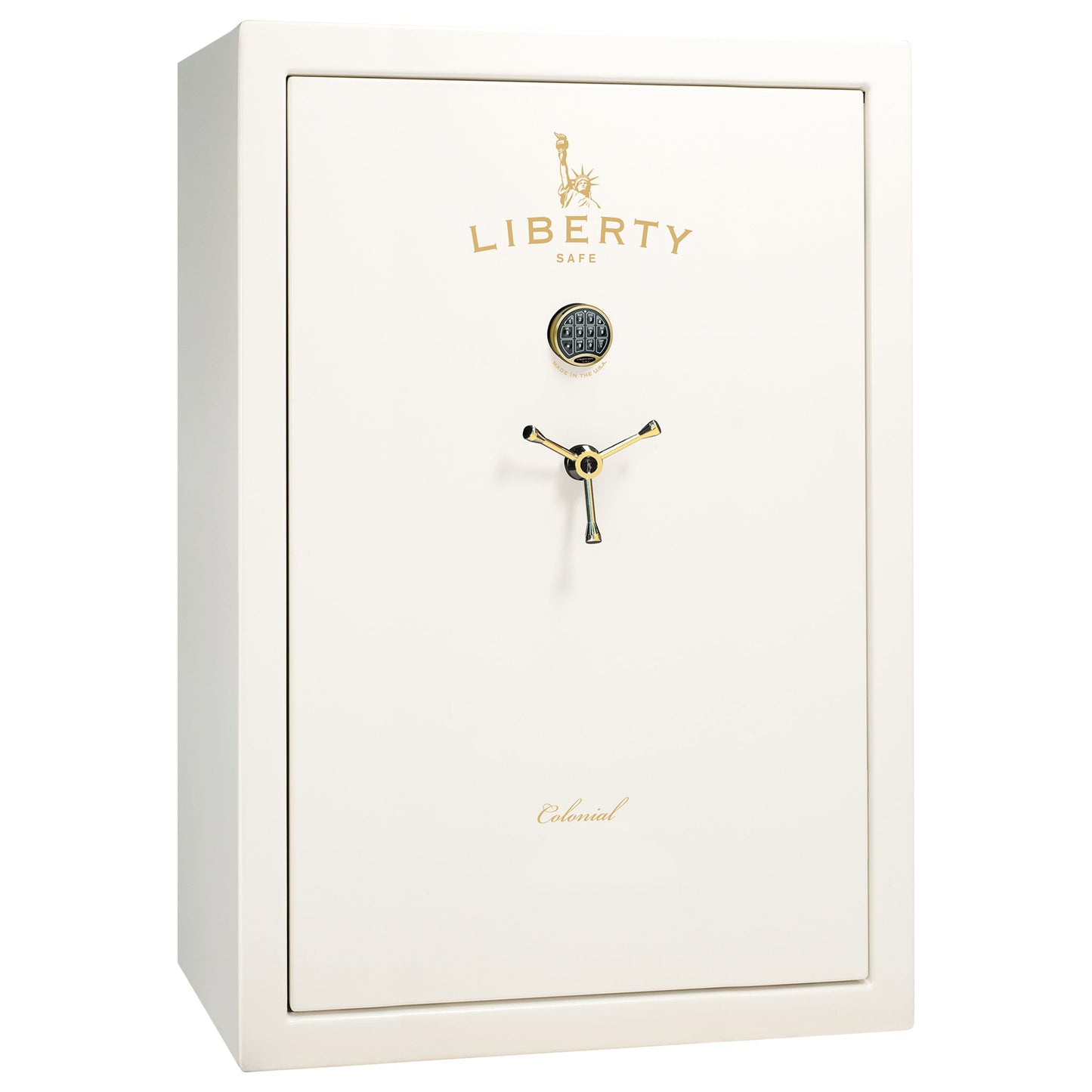 Colonial Series | Level 4 Security | 75 Minute Fire Protection | 35 | DIMENSIONS: 60.5"(H) X 42”(W) X 22"(D*) | White Gloss Brass | Electronic Lock - closed