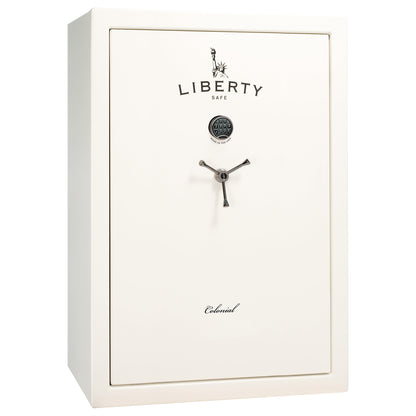 Colonial Series | Level 4 Security | 75 Minute Fire Protection | 35 | DIMENSIONS: 60.5"(H) X 42”(W) X 22"(D*) | White Gloss Black Chrome | Electronic Lock - closed