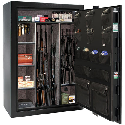 Colonial Series | Level 4 Security | 75 Minute Fire Protection | 35 | DIMENSIONS: 60.5"(H) X 42”(W) X 22"(D*) | Black Gloss | Mechanical Lock - open