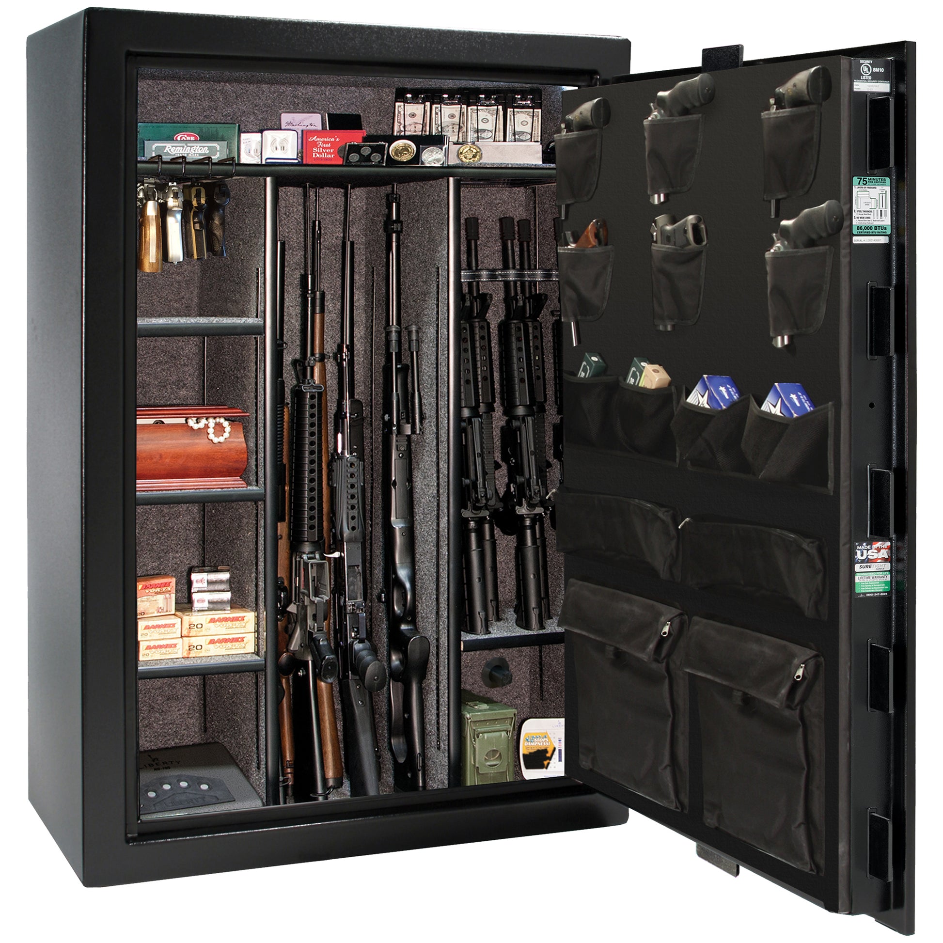 Colonial Series | Level 4 Security | 75 Minute Fire Protection | 35 | DIMENSIONS: 60.5"(H) X 42”(W) X 22"(D*) | Black Textured | Electronic Lock - open