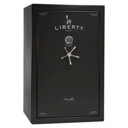 Franklin 45 | Pro Flex Interior |  Level 5 Security | 110 Minute Fire Protection | Dimensions: 60.5"(H) x 42"(W) x 27.5"(D) | Up to 60 Long Guns | Black Textured | Electronic Lock - Closed
