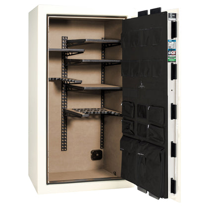 Franklin Series | Level 5 Security | 110 Minute Fire Protection | 40 | DIMENSIONS: 66.5"(H) X 36"(W) X 27.5"(D*) | White Gloss Black Chrome | ProFlex Modular Shelving - Open Door Empty